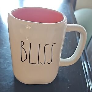 RAE DUNN Bliss Ceramic Mug - White and Pink